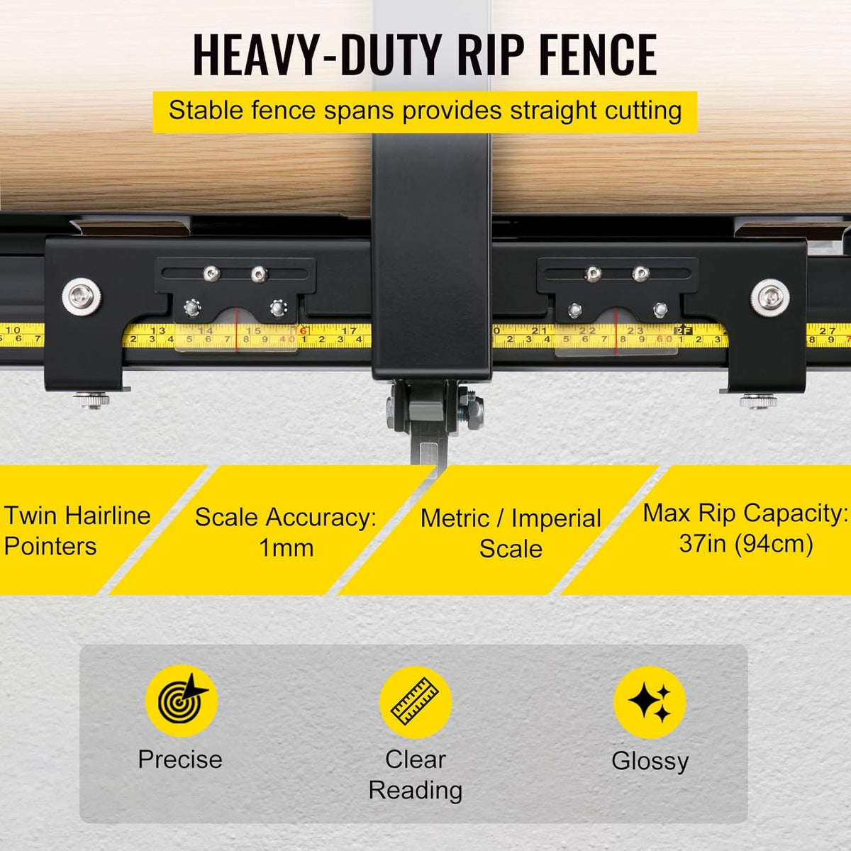 37×57 Table Saw Fence System with Front Guide Bar V916