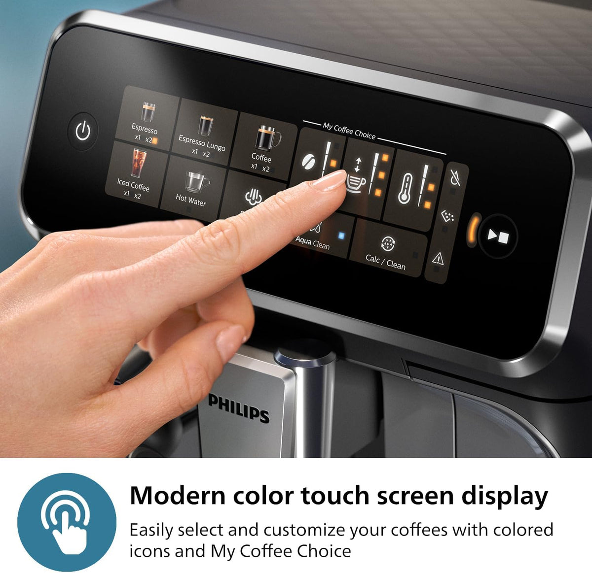 Fully Automatic Espresso Machine with Touch Display, Milk Frother, Ceramic Grinder, AquaClean Filter, Black Chrome H9471
