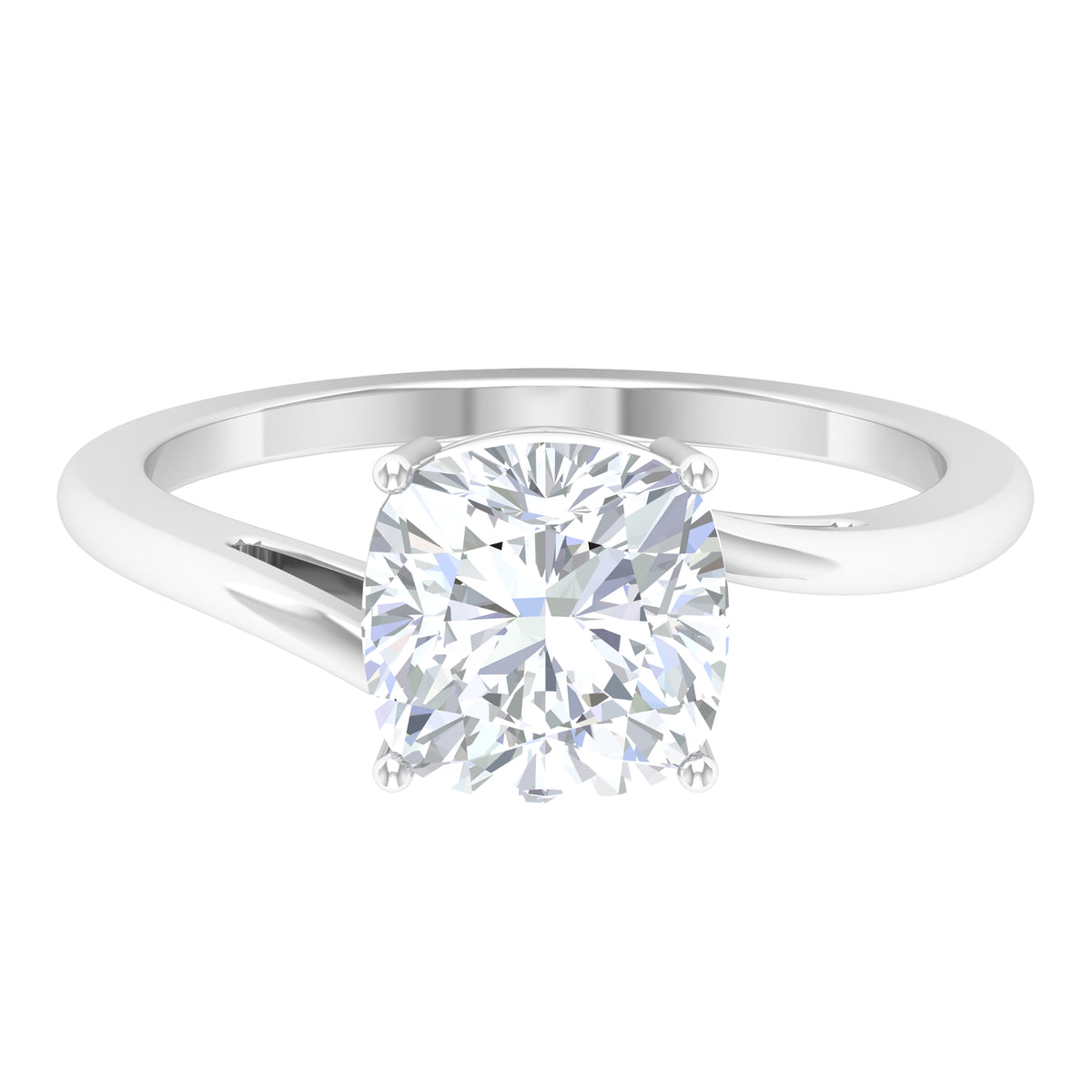 Cushion Cut Moissanite Solitaire Engagement Ring - 8 mm, 925 Sterling Silver, US 4.00 S3675