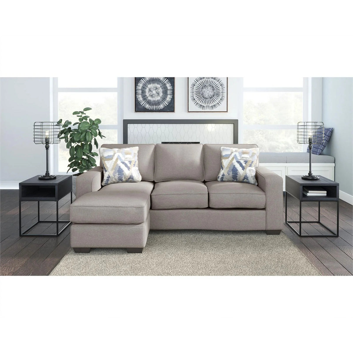 Stone Light Gray Fabric & Wood Sofa Chaise T12540