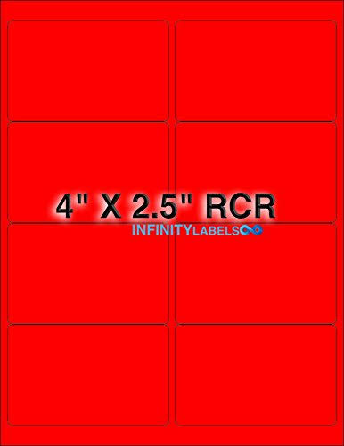 Fluorescent Red Paper Labels 200 Sheets D9710