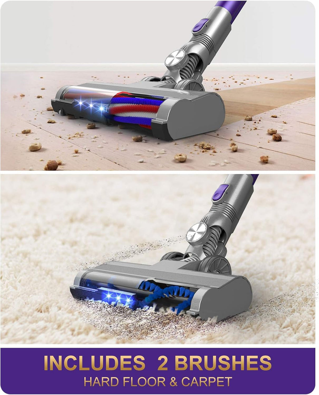 Cordless Vacuum Cleaner, 26KPA Stick Vacuum with Detachable Battery Z1050
