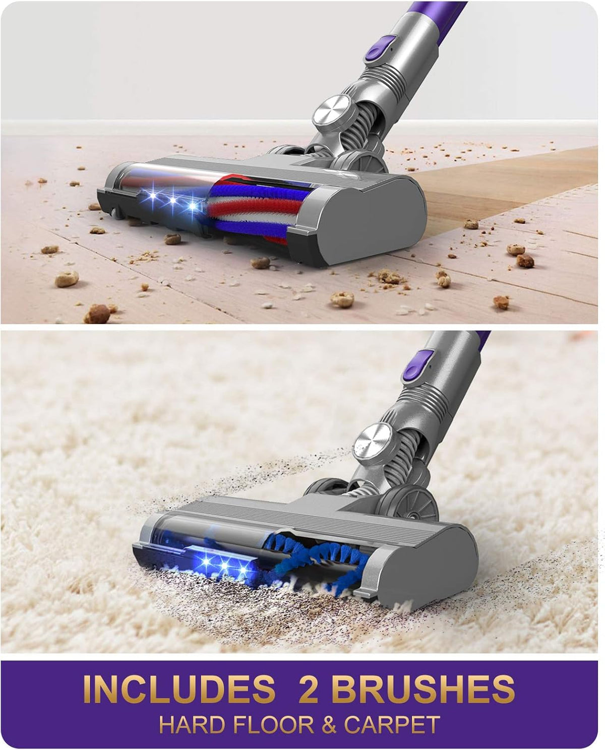 Cordless Vacuum Cleaner, 26KPA Stick Vacuum with Detachable Battery Z1050