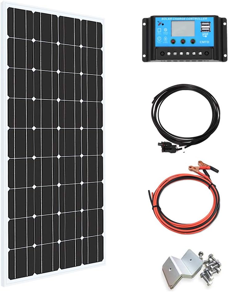 100W 12V Monocrystalline Solar Panel Kit with Charge Controller T254178