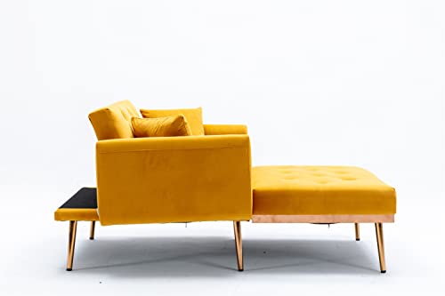 Beige Velvet Chaise Lounge Chair with Pillows E159366