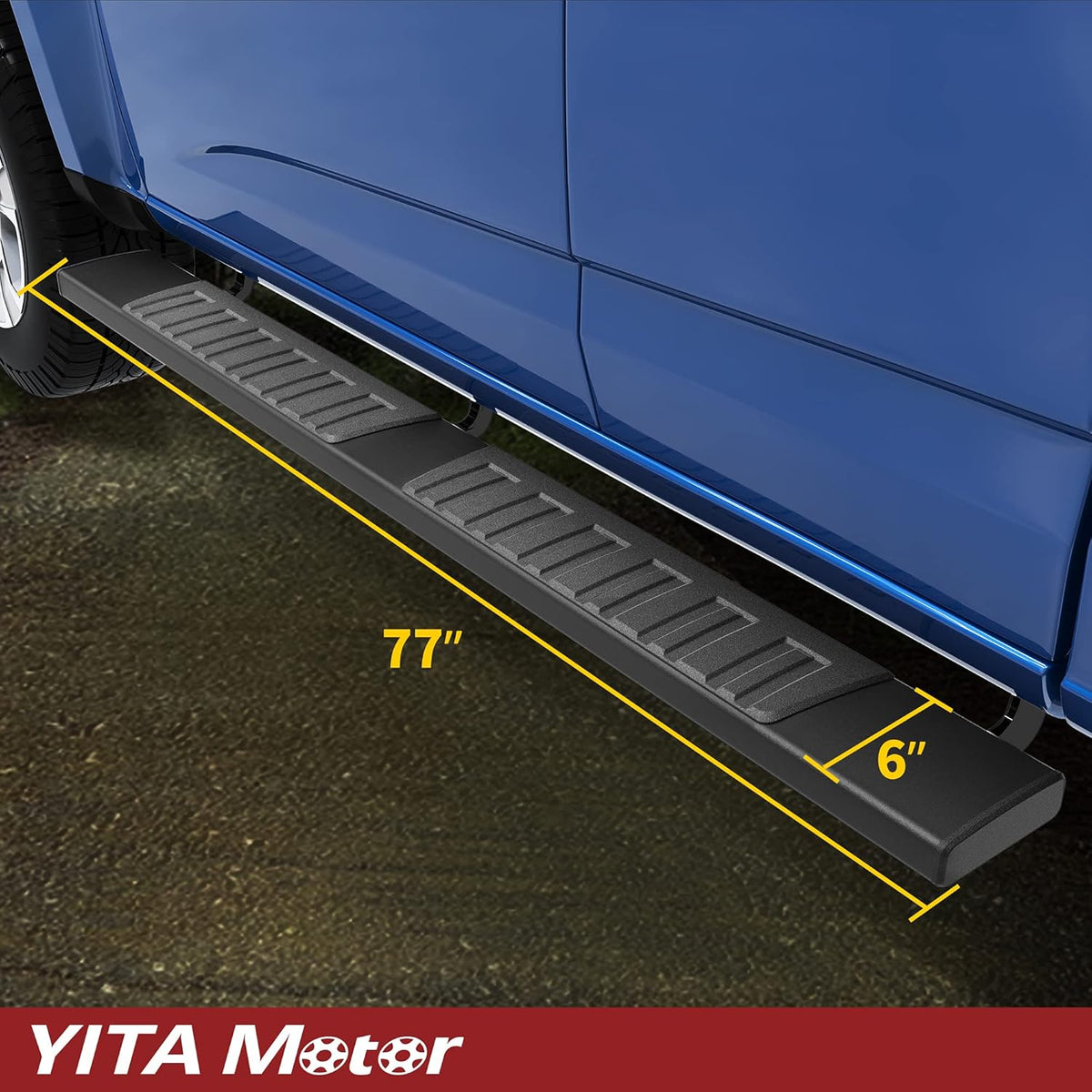 6 Inches Aluminum Black Running Boards V125196