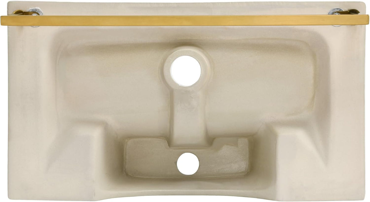 22" Wall-Mount Bathroom Sink with Brushed Gold Towel Bar C394