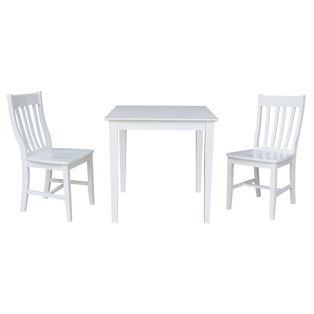 Solid Wood White 3 Piece Dining Table Set with 2 Chairs X98979