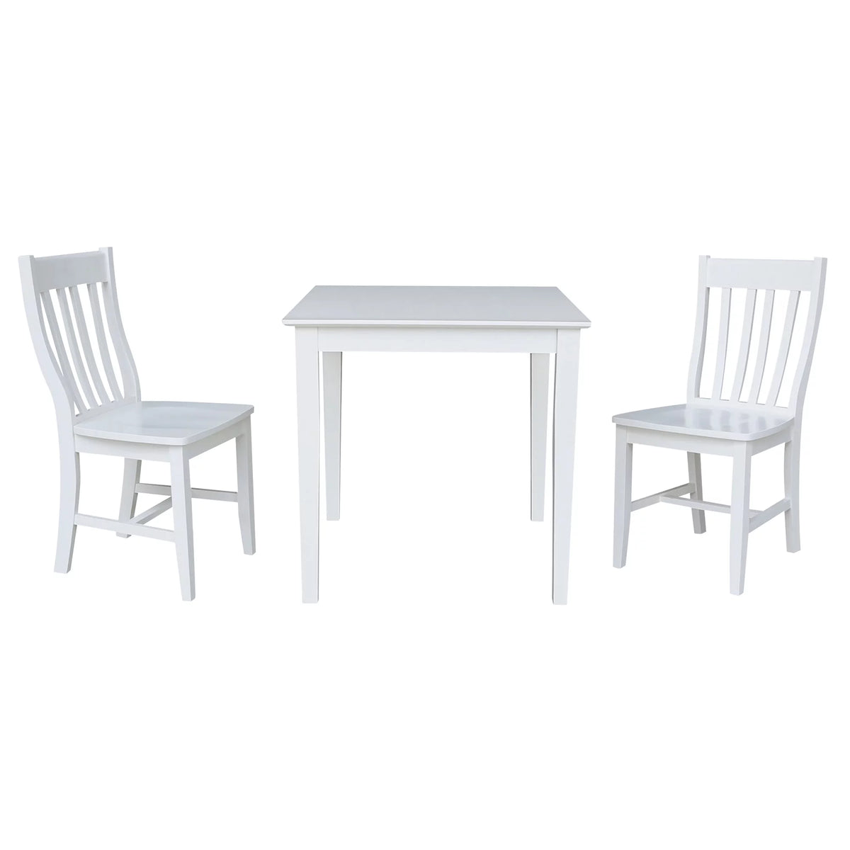 Solid Wood White 3 Piece Dining Table Set with 2 Chairs X98979
