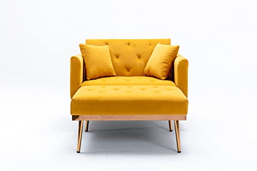 Beige Velvet Chaise Lounge Chair with Pillows E159366