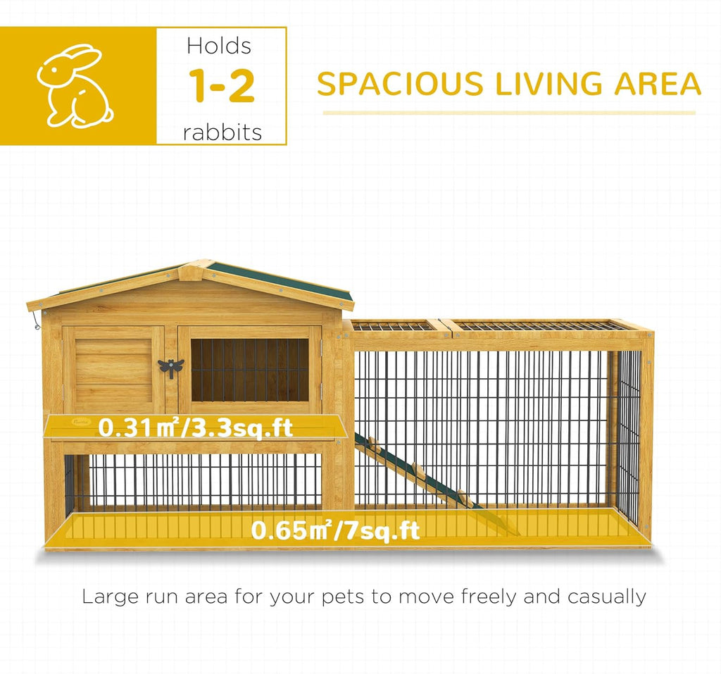 Yellow Wooden Rabbit Hutch with Removable Tray A4229