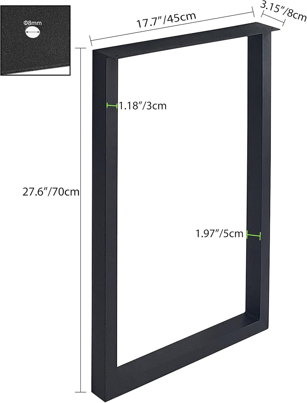 28'' Height 17.7'' Wide Black Metal Table Legs 2 PCS J15025