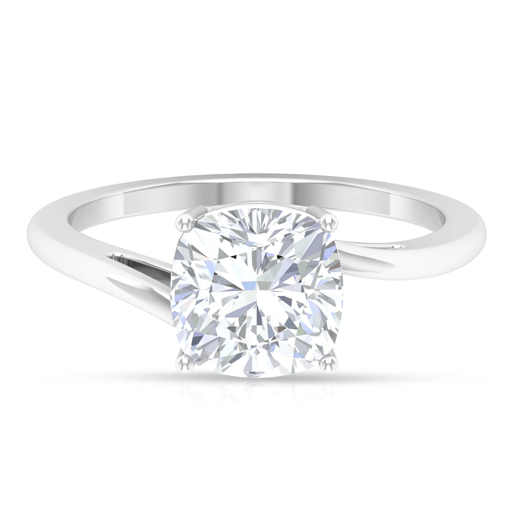 Cushion Cut Moissanite Solitaire Engagement Ring - 8 mm, 925 Sterling Silver, US 4.00 S3675