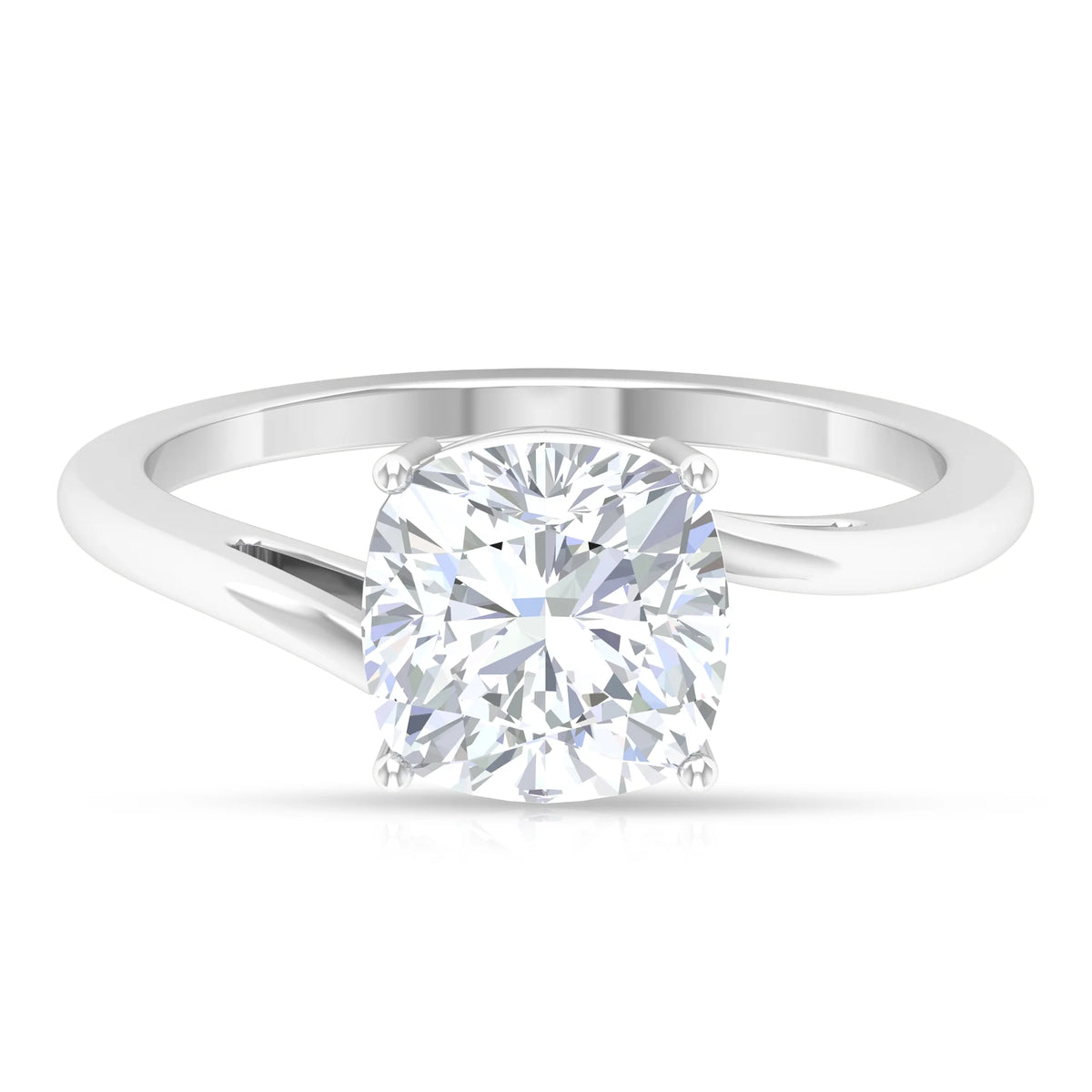 Cushion Cut Moissanite Solitaire Engagement Ring - 8 mm, 925 Sterling Silver, US 4.00 S3675