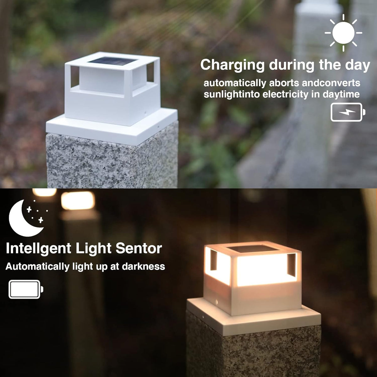 6 Pack White Solar Post Cap Lights G4137