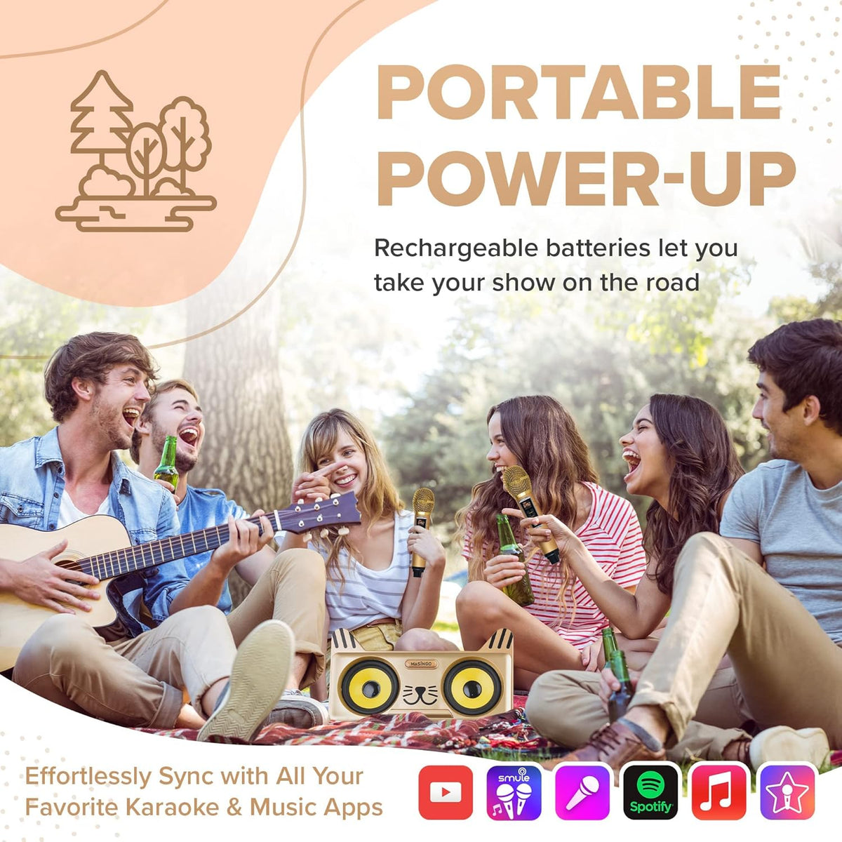 Portable Cat Karaoke Machine with 2 Wireless Microphones K304