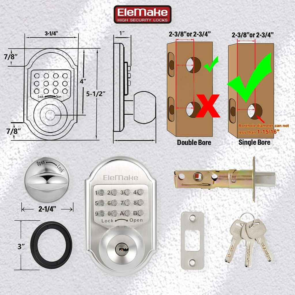 Keyless Entry Door Lock Deadbolt Keypad Mechanical Stainless Steel Z93112
