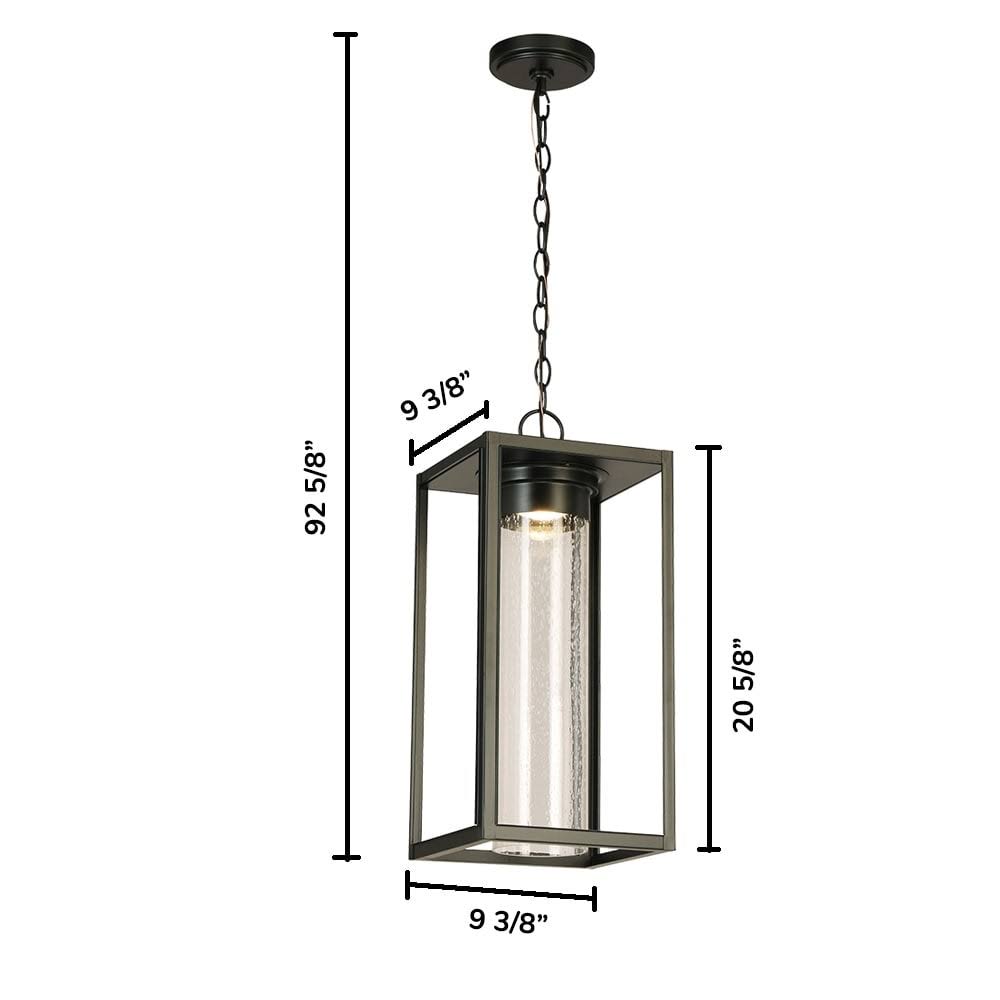 Outdoor Pendant Light Matte Black Clear Seedy Glass 8W LED U9008