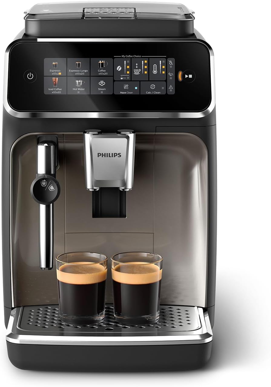 Fully Automatic Espresso Machine with Touch Display, Milk Frother, Ceramic Grinder, AquaClean Filter, Black Chrome H9471