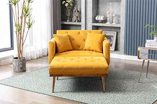 Beige Velvet Chaise Lounge Chair with Pillows E159366