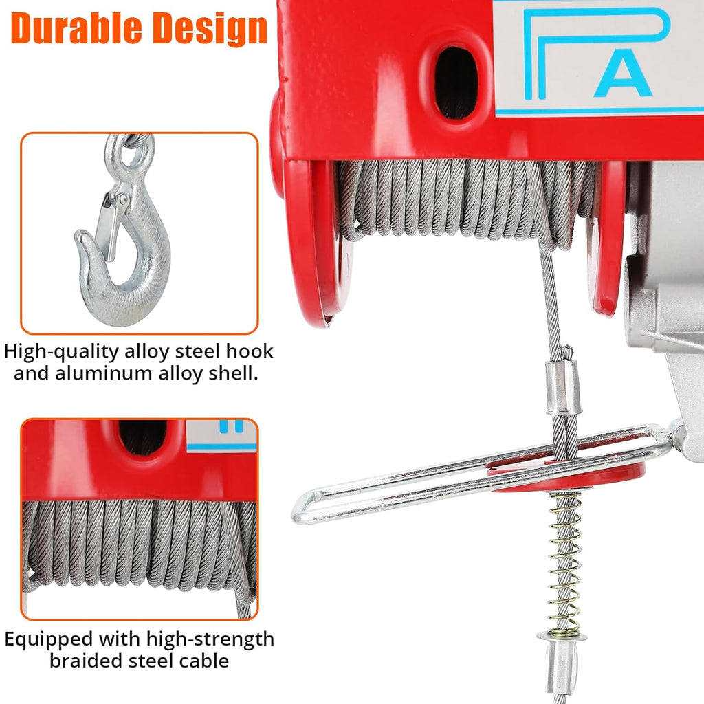 Electric Hoist 1760lbs 39FT Single Cable Lifting Height Steel Wire Winch B565
