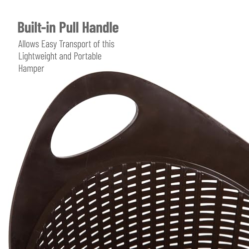 60L Rolling Laundry Hamper with Wheels, Plastic, Brown X55995
