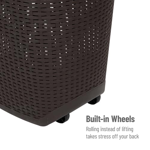 60L Rolling Laundry Hamper with Wheels, Plastic, Brown X55995