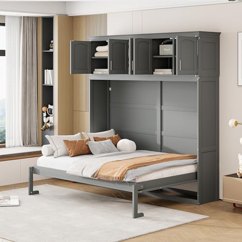 Full Size Murphy Bed with Top Cabinets and Pneumatic Lift K9750