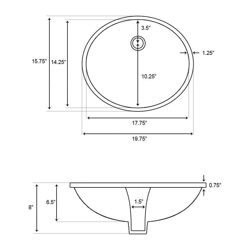 Oval Undermount Sink in Biscuit W389165