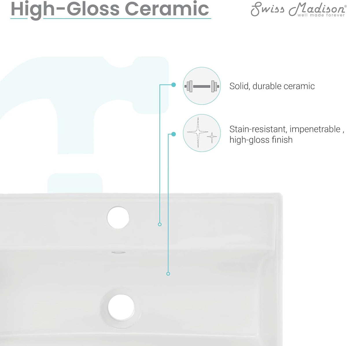 22" Wall-Mount Bathroom Sink with Brushed Gold Towel Bar C394