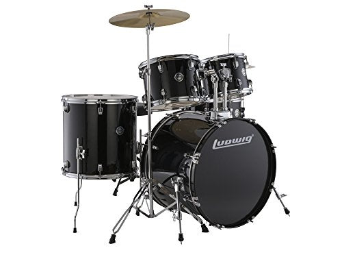 5 Piece Drum Set with Hardware and Cymbals (Black) L9643