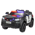 12V Powered Ride On Police Car with Parental Remote Control, Black Y9676