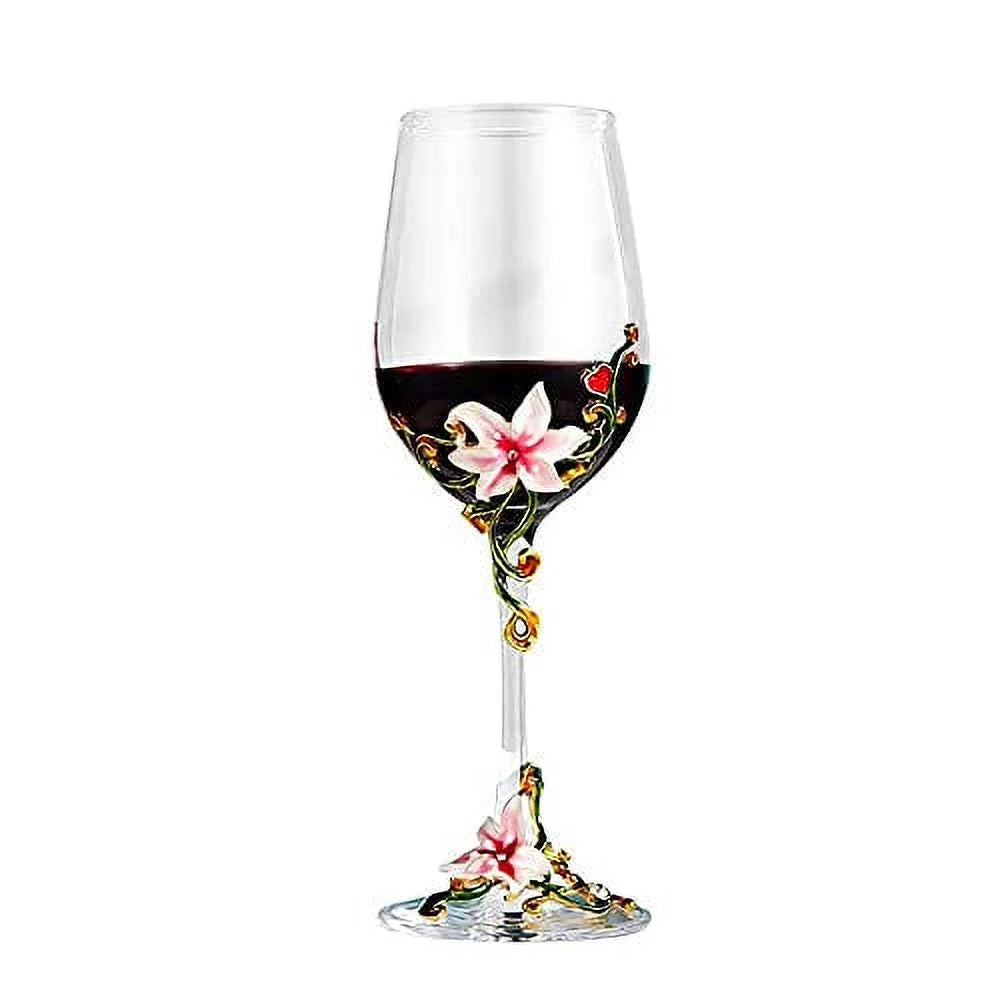 Lead-Free Painted Enamel Wine Glasses E1039
