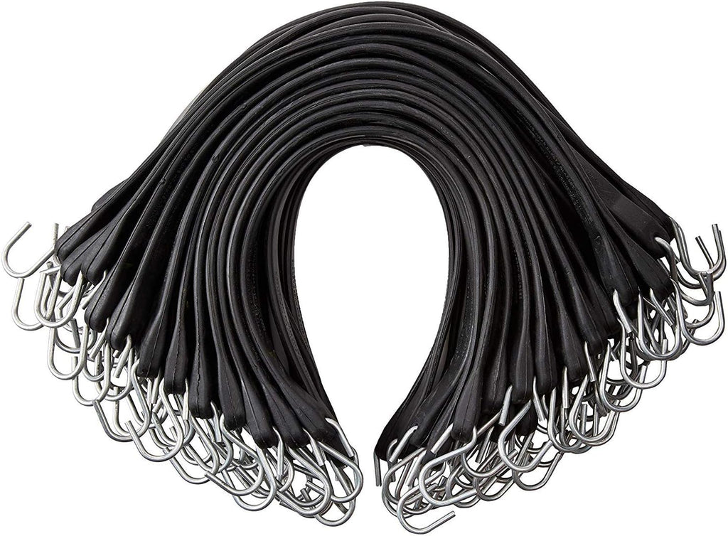 Pack of 25 41 inch Rubber Bungee Cords with Metal S Hooks C148907