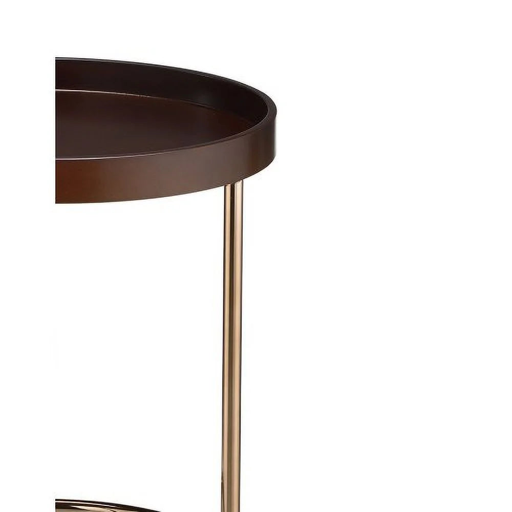 Espresso Mid-Century Side Table with Copper Legs K4082