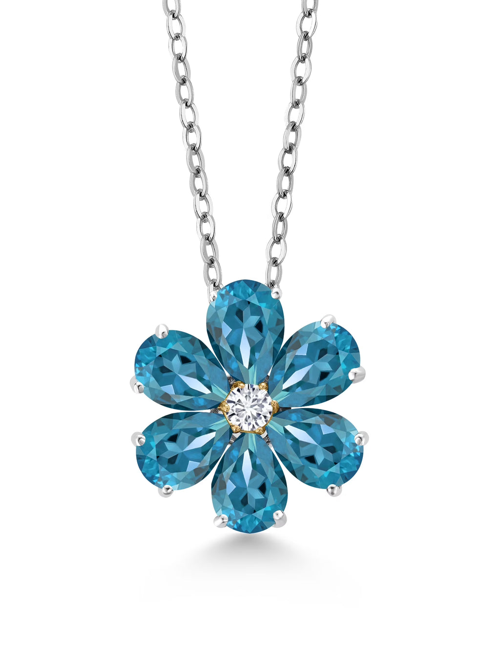 2.47 Ct London Blue Topaz Pear Shape Pendant with Chain Y461