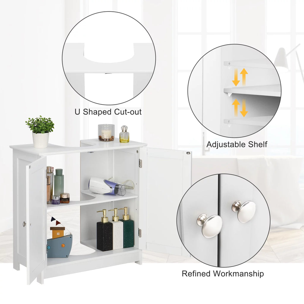 White Free Standing Bathroom Cabinet with 2 Doors H26663