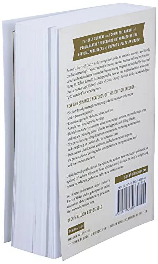 Robert's Rules of Order Newly Revised, 12th edition (Paperback) A477502