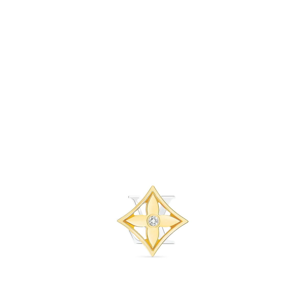 Yellow and White Gold and Diamond Single Stud Earrings Z12887