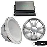10" White Subwoofers with Silver Grilles & 600-Watt Marine Amplifier Y998
