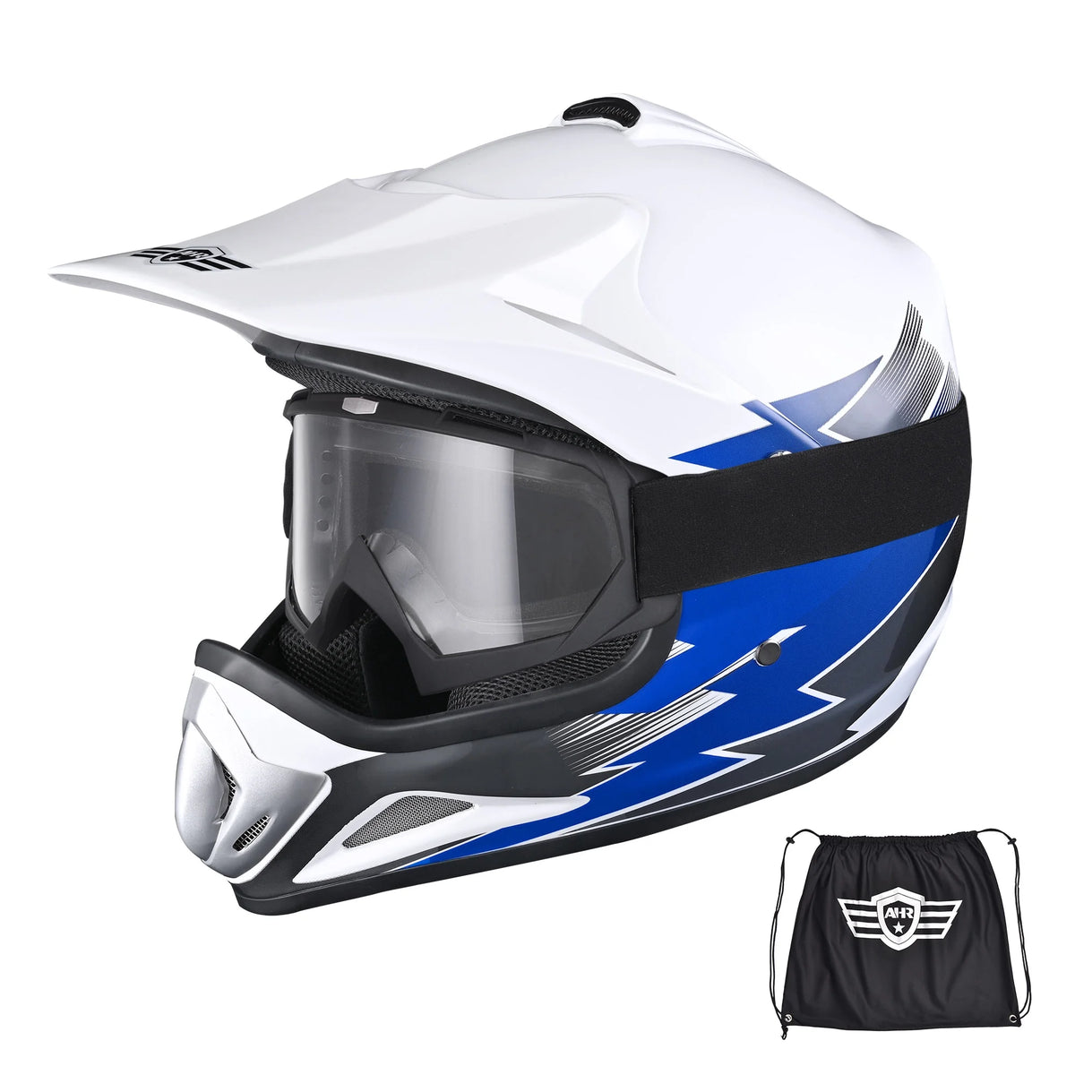 Youth DOT Motocross Helmet and Goggles Set Blue M M369