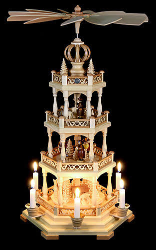 Natural 3-tier Christmas Pyramid, Height 58 cm L398