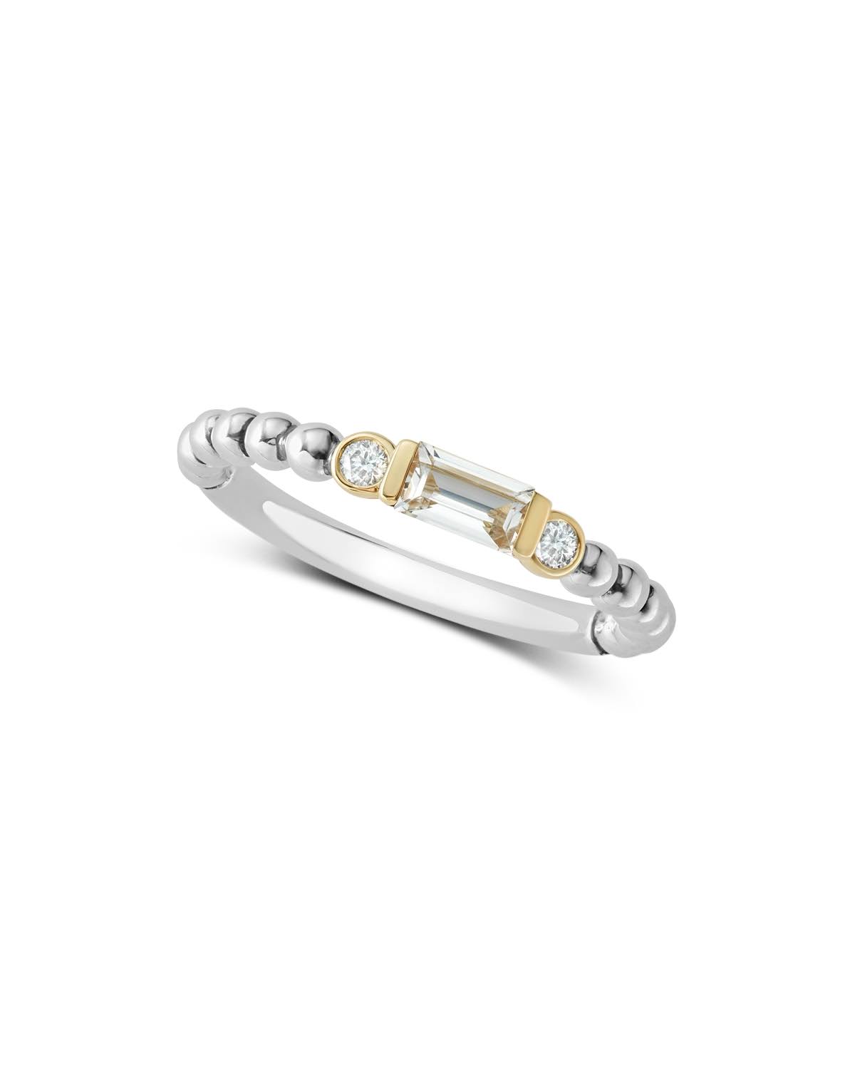 18K Gold Sterling Silver White Topaz Diamond Stacking Ring J89013