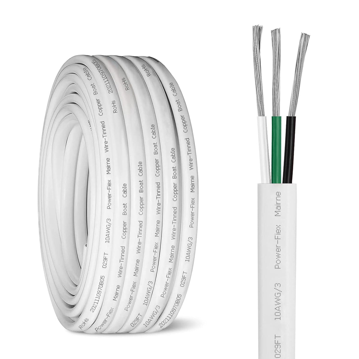 10 AWG 20ft Tinned Copper Marine Wire Z1776
