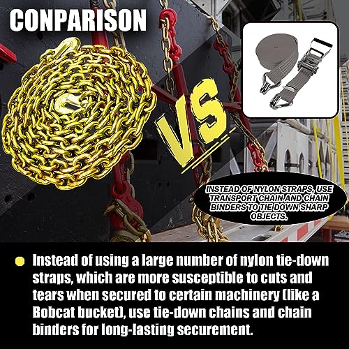 5/16 Inch x 20 Foot Transport Binder Chain with Clevis Grab Hooks H217