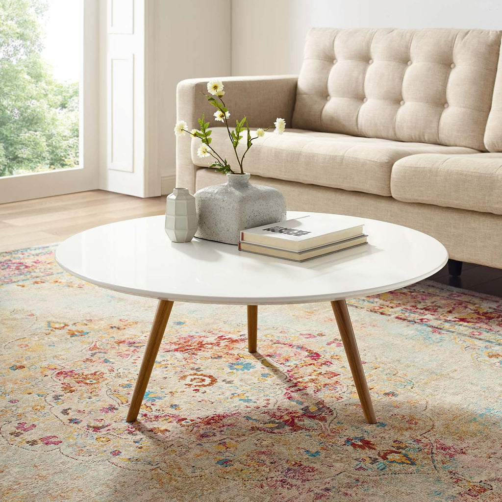 Round Wood Metal Coffee Table K4002