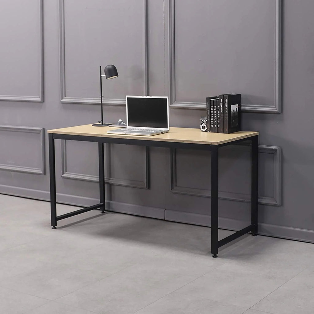 Oak Black Computer Writing Desk with Metal Frame I6587