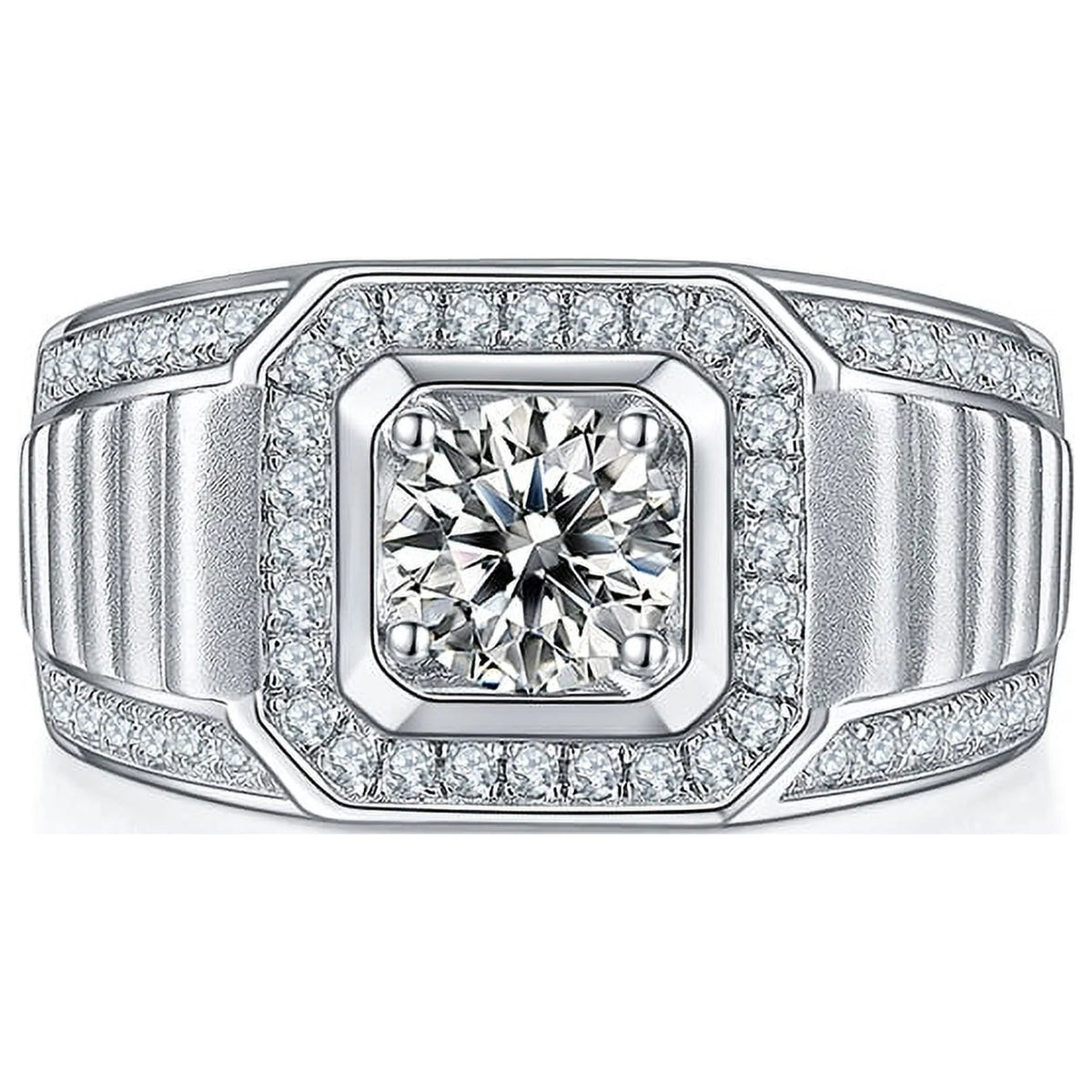 Luxury 1 Carat Moissanite Round Cut Halo Engagement Ring Q96059
