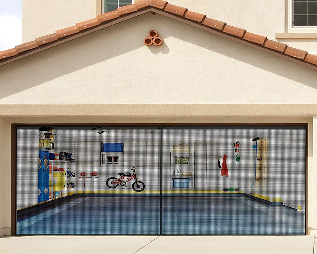 Black Fiberglass Mesh Garage Door Screen V92457