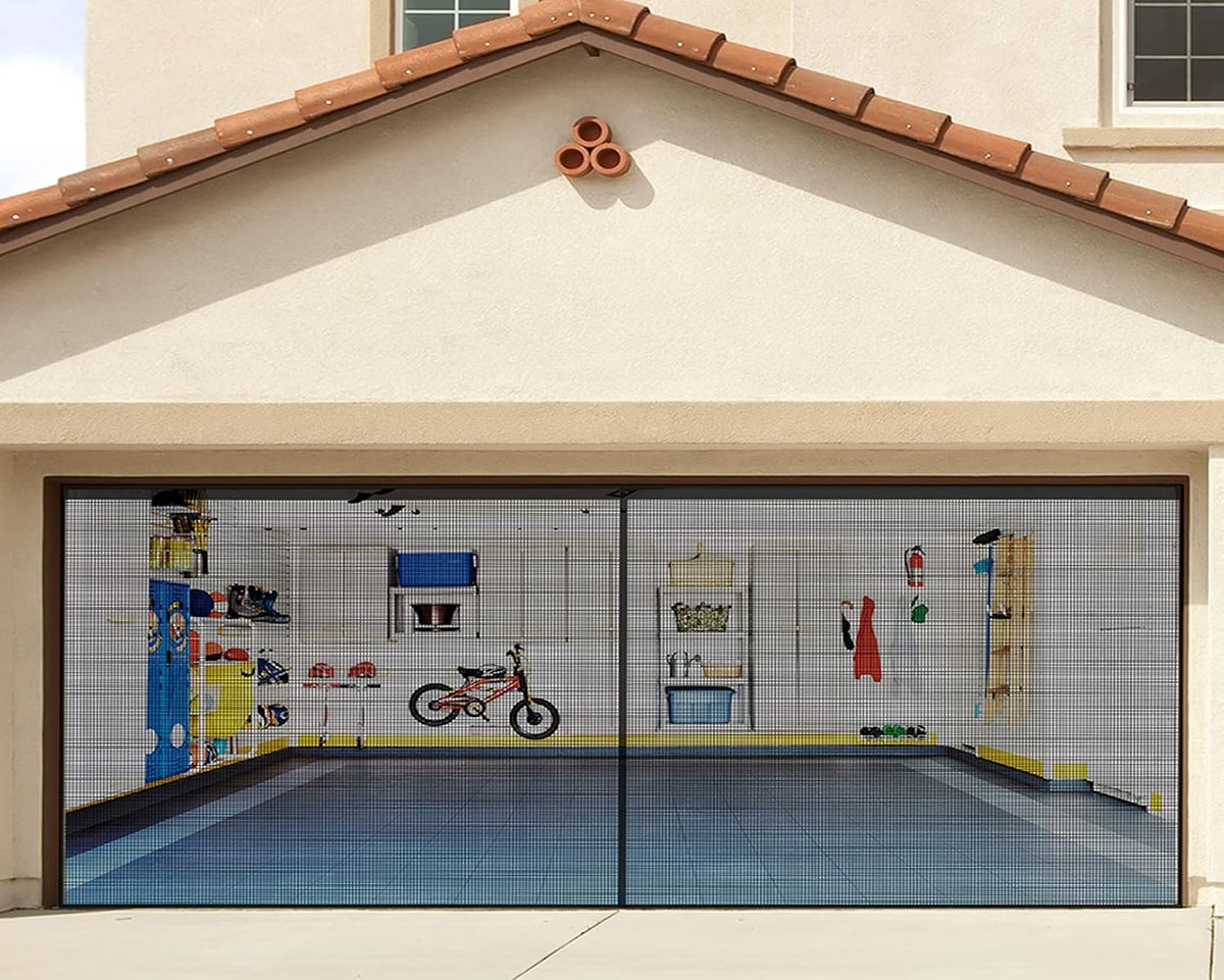 Black Fiberglass Mesh Garage Door Screen V92457